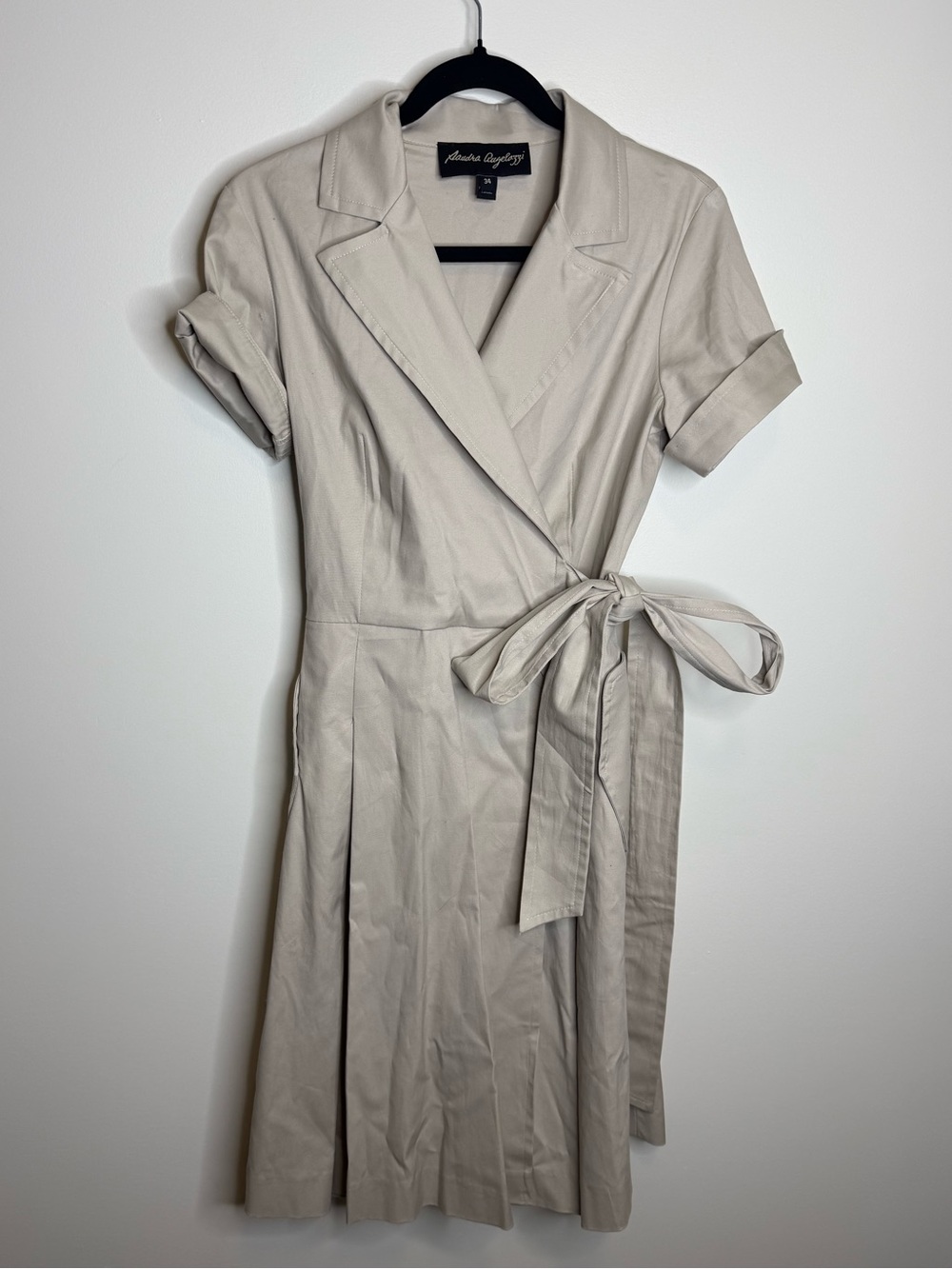Sandra Angelozzi wrap dress cream collar size 34